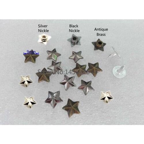 DIY 300sets/lot 9mm zinc alloy metal rivets star jeans button rivets with alum nail nickle/black/bronze free shipping