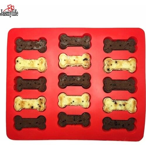 Kitchen DIY 15 Dog Bone Silicone Mold Cupcake Pan Baking Muffin Pan Chocolate Mold Fondant Cake Decorating Tools Pie Candy Tray