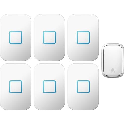 CACAZI Self-powered Wireless Doorbell Waterproof 150M Remote 1 Button 6 Receiver LED Light Smart Home Bell Wireless Chime 110DB