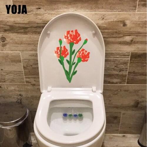 YOJA 14.9*22CM Cartoon Red Bouquet Toilet Seat Stickers Home Bedroom Wall Decoration T1-0756