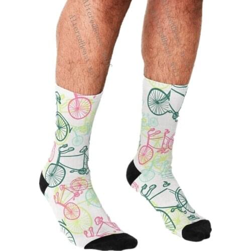 2021 Funny Mens socks Bicycle Mountain Biker Pattern Printed hip hop Men Happy Socks cute boys street style Crazy Socks for men