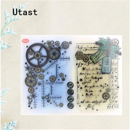 Gear Background Clear Silicone Stamps/Transparent Rubber Stamp for DIY Scrapbooking /Photo Album Decorative Craft Making