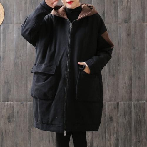 Cotton Padded Clothing Loose Casual Korean Color-blocking Sweatshirt Womens Hooded Parka Thick Warm Winter Jacket and Coat y150