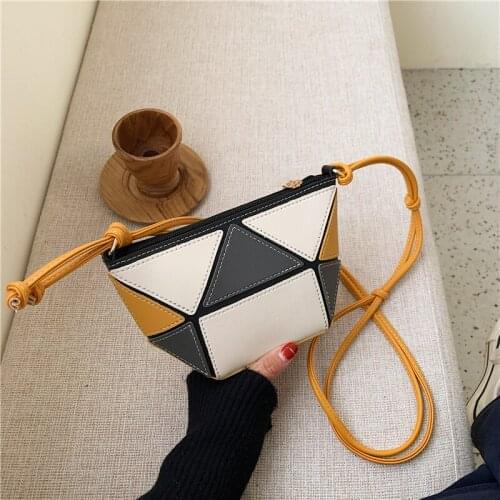 FANTASY Special Design Football Handbags For Women Geometric Triangle Patchwork 2 color Hobos PU Leather Messenger Shoulder Bags