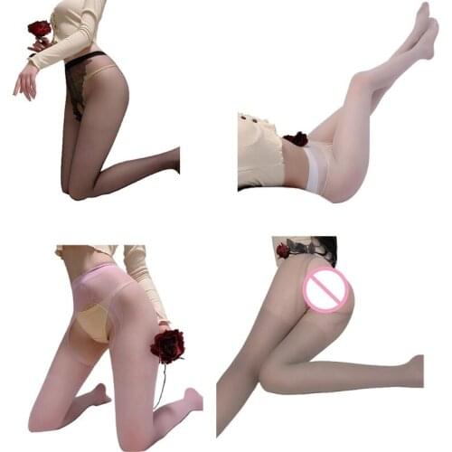 Womens Sexy Open File Temptation Stockings Ultra Thin Pantyhose Intimate Costumes Erotic Lingerie for Adult Sex Games