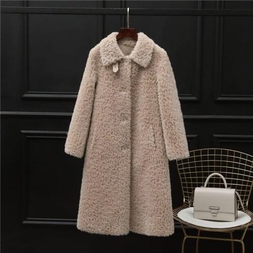 Women Winter Real Lamb Fur Coat Single-breasted Fashion Sheep Shearling Jacket Female Thick Warm Casual Wool Outerwear X820