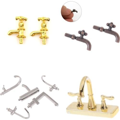 1/12 Dollhouse Miniature Accessories Mini Bathtub Faucet Simulation Water Tap Model Furniture Toys for Doll House Decoration
