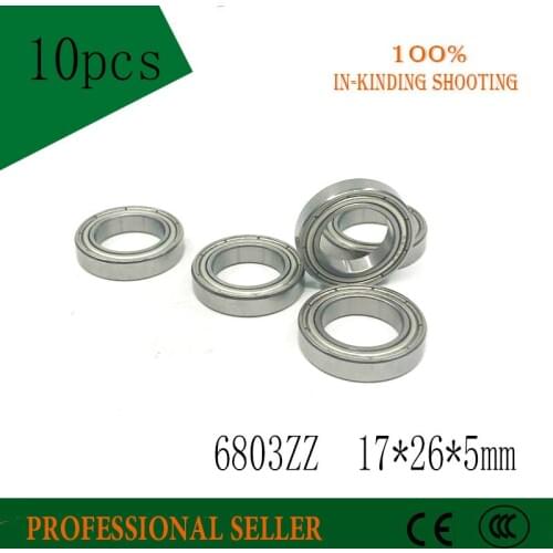 10PCS 6803 ZZ ABEC-3 17x26x5MM Metric Thin Section Bearings 61803Z 6803ZZ Deep groove ball bearing