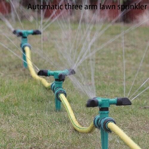 360 Degree Three Arm Automatic Rotating Irrigate Lawns Sprinkler Water Sprayer Circular Watering Irrigation Garden Lawn Supplies