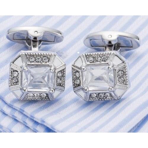 5pairs/lot Square Zircon Cufflinks Luxury Crystal Cuff Links Shirt Cuff Button Mens Wedding/Business Jewelry Gift