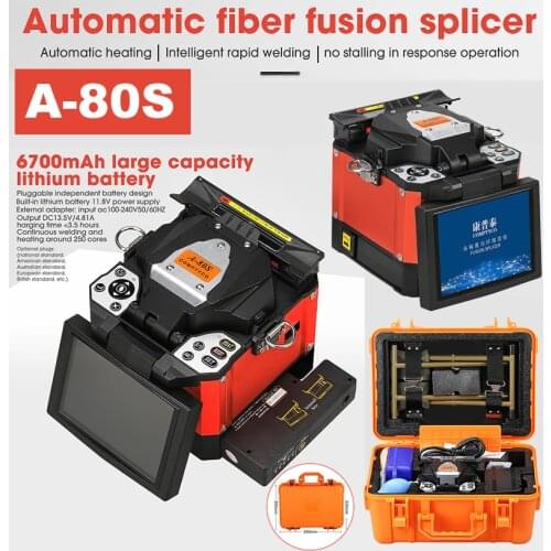 A-80S Orange Automatic FTTH Fiber Optic Splicing Machine Optical Fiber Fusion Splicer Portable toolbox