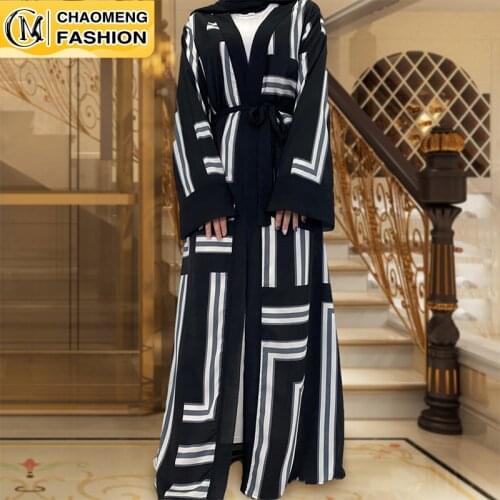 Middle East Fashion Chiffon Printing Dubai Abaya Turkey Kaftan Islamic Clothing Muslim For Woman Maxi Robe Arab Ramadan Cardigan