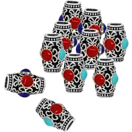 10 Pack Antique Alloy Dread Locks Beads, Hair Braiding Ring Spacer Loose Beads DIY Jewelry, Fashion Hip-Hop Style