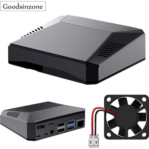 Raspberry Pi 4 Passive Cooling Case with Fan Kit, Power Button + Supports Retro Gaming, Movies Music for Raspberry Pi 4 Model B