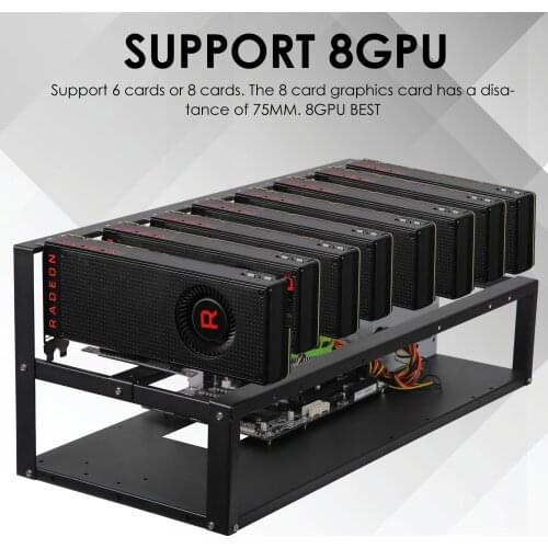 Open Mining Machine Mining Rig Frame Case Steel Graphics Card Bracket Holds 8GPU Mining Ether Accessories 5 12cm Fans Only Frame