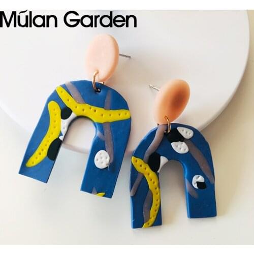 Color U Style Polymeric Clay Earrings for Women Moon Shape Cute Handmade Clay Dangle Earring Fashion Jewelry Accessories Gift