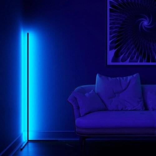 Decoration Floor Lamp Minimalist RGB LED Corner Black Standing Pole Light Remote Control for Living Room Bedroom, UK Plug