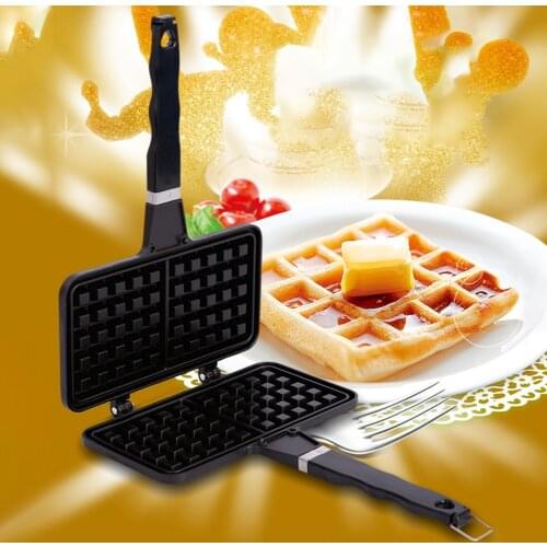 DIY Waffle Iron Making Tool Hanging Hole Baking Pan Kitchen Rectangle Non Stick Aluminum Alloy Cake Maker Stove Top