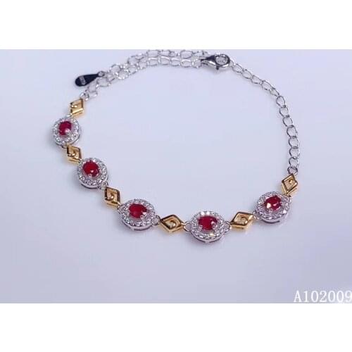 KJJEAXCMY fine jewelry 925 sterling silver inlaid natural ruby bracelet popular girl hand bracelet support test