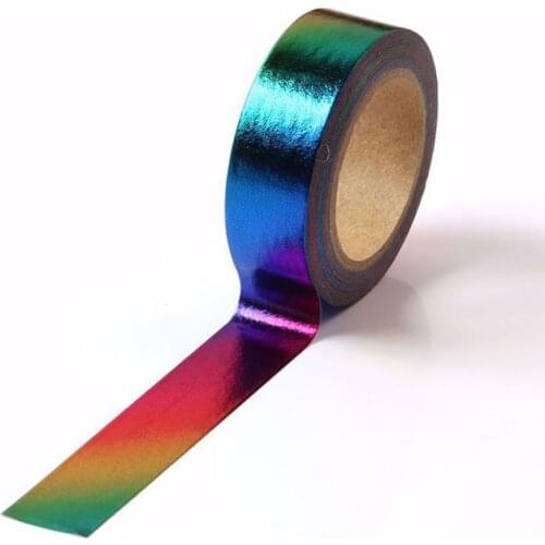 Adhesive Party Cake Diary Scrapbooking Phone Laptop Household Bottle Gradient Rainbow Color Hot Stamping Paper Masking tape