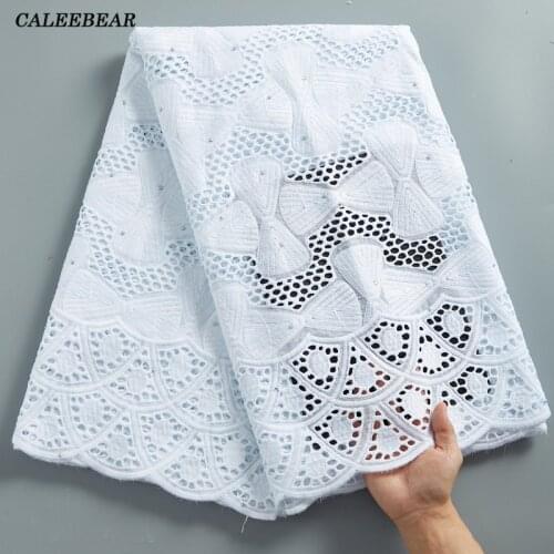 White 100% Cotton African Lace Fabric High Quality Swiss Voile Lace In Switzerland Nigerian Lace Fabrics For Wedding Dress S2282
