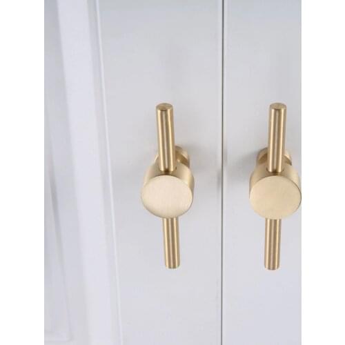 Unique Brushed Gold Brass Dresser Knobs Drawer Pulls Handles Cabinet Door Handle Pull Knob T Bar Handles Furniture Hardware