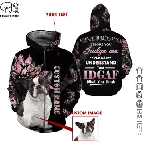 PLstar Cosmos Cute French Bulldog 3D Printed Animal Hoodies Sweatshirts Zip Hooded For Men And Women Casual Streetwear Style-F12