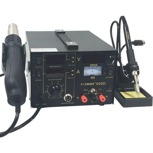 SAIKE 909D 3in1 Multi-function Soldering Station 2A 15V Brushless Soft Wind Soldering Station Hot Air Desoldering Station