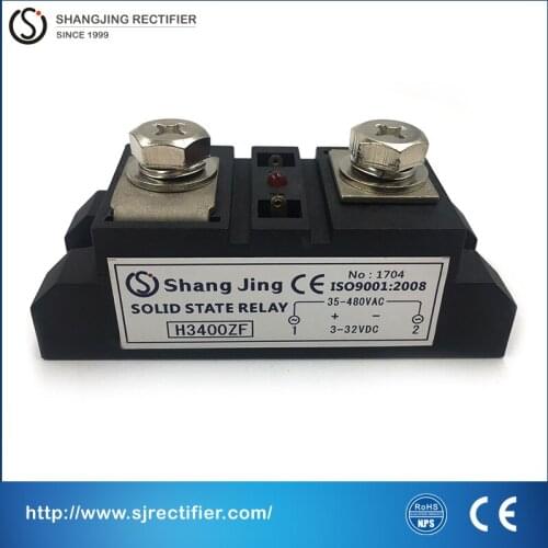 100% red copper base molybdenum chip current 400A input 3~32VDC output 35~480VAC(DC-AC)single pahse industry solid state relay
