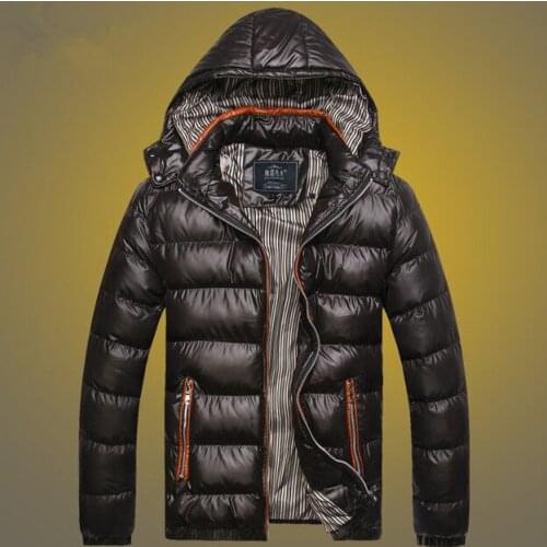 Hooded Mens Cotton Padded Jacket Thickened Down Cotton Padded Jacket Youth Winter Wear Slim Fit Mens Hot Handsome Boys Top