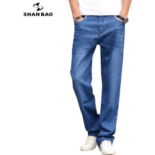 SHAN BAO 2021 Autumn Brand Straight Loose Stretch Denim jeans Classic Style Young Mens Plus Size High Quality Casual Jeans