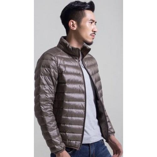 Men New Lightweight Down Coat Men Stand Collar Winter Clothing Coat XL Men Light Down Jacket Solid Color All Match Warm Coat