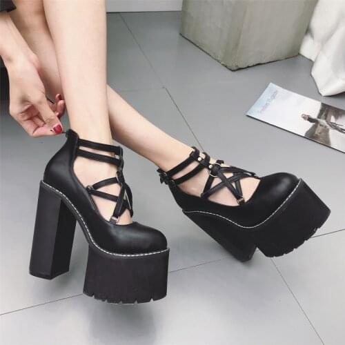 2021 spring new white nightclub performance shoes super high heel thick bottom party dress female shallow mouth single shoes