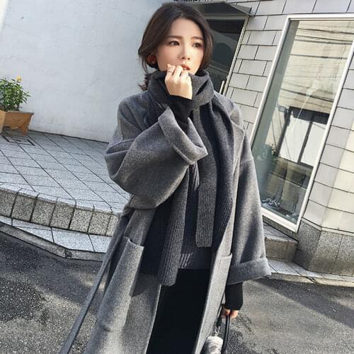 New Autumn Winter Women Woolen Oversize Cashmere Trench Outerwear Female Loose WomenS Wool Blend Long Coat With Belt