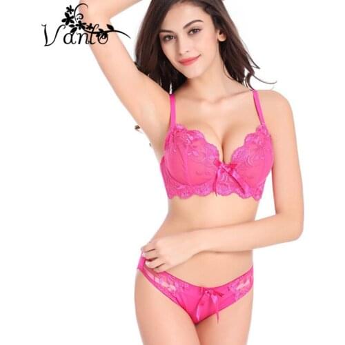2020 New Arrival Vanlo Brand Women Fashion Underwear Sexy Translucent Lace Embroidery Bra Sets Floral Women Lingerie