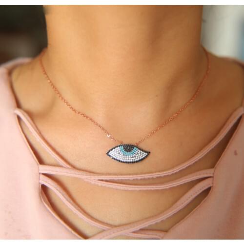 New supercilious eyes hip hop Turkish evil eye pendant necklace top quality micro pave AAA cubic zirconia charm lucky jewelry