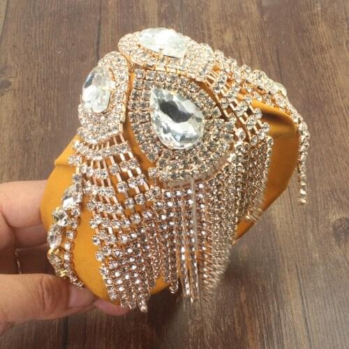 Luxury New Baroque Fashion Exaggerated Clear Tassel Rhinestone Headband For Women Hair Hoop Gift Bridal Wedding Hair Accessories