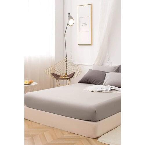 Single Double 100 Cotton Combed Cotton Fitted Sheets Gray