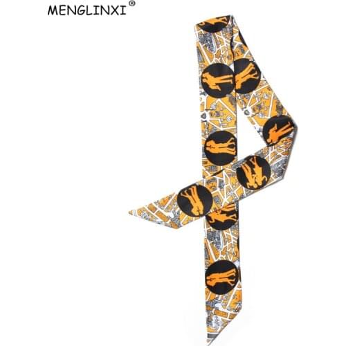 Paris Lover 2021 New Design Luxury Brand Skinny Scarf Women Hair Neck Silk Scarf For Ladies Foulard Headband Bag Scarves