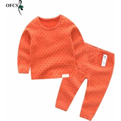 Girls Pajamas Suit Kids Sleepwear Children Dot Cotton Soft Clothing Set Long Sleeve Pijamas Household To Take For Boys Clothing