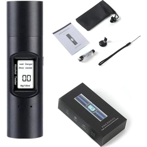 New Breath Alcohol Tester Professional With LCD Screen High Accuracy Portable Breathalyzer Digital Alcohol Detector USB Charge