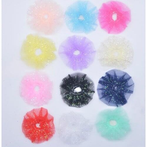 24Pcs 70mm Bling Sequins Chiffon Patches Mesh Round Appliques for DIY Clothes Shoes Bohemia Hat Headwear Clips Accessories Decor