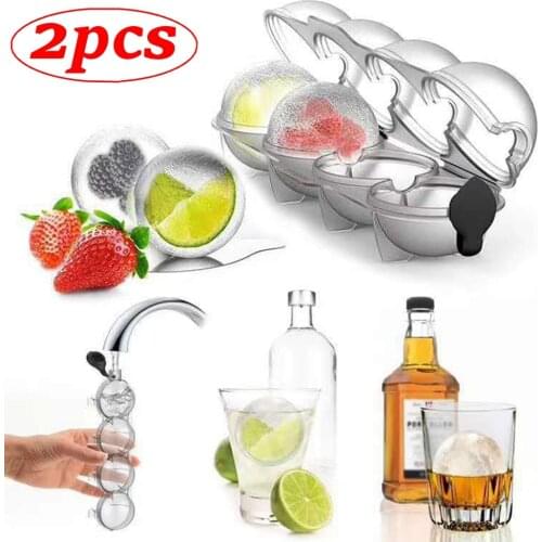 4 Hole Ice Hockey Silicone Mould For 5.5cm Big Size Ball DIY Whiskey Wine Cocktail Grid Cube Maker Party Home Bar Kitchen Tools
