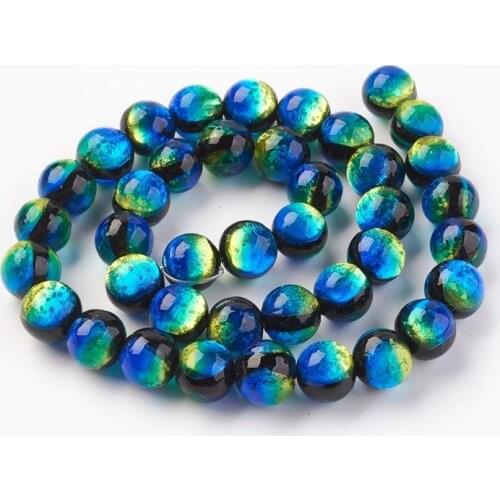 Handmade Foil Glass Lampwork Round Beads for jewelry making bracelet necklace accessories 8mm 10mm 12mm,Hole: 1.2mm F70