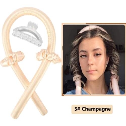 Tiktok Heatless Curling Rod Headband Lazy Hair Curler No Heat Silk Curling Ribbon Rods With Clip Soft Hair Curling Ribbon