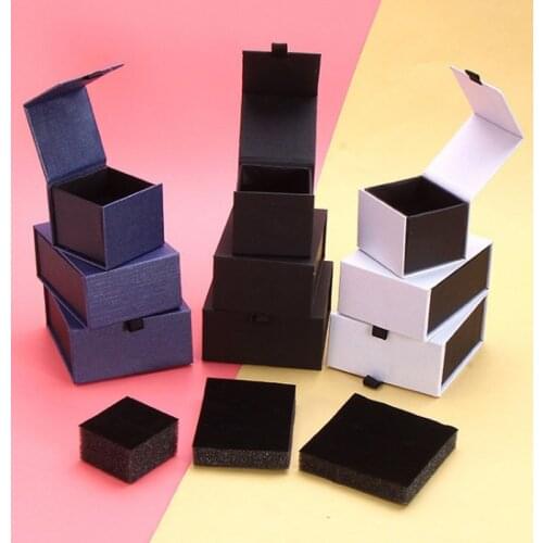 Jewelry packaging cases ring earrings magnetic buckle jewelry boxes white pendants gift box portable with necklace jewelry boxes