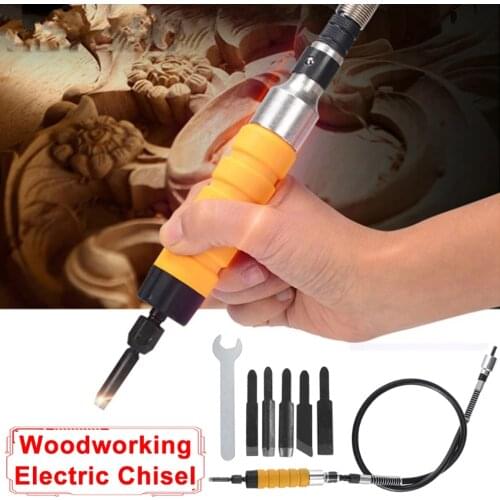 WENXING Electric Woodworking Carving Chisel Wood Carving Tool Set with 5 Cutter Head with Flexible Shaft