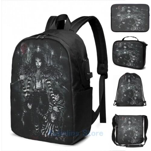 Funny Graphic print Laughing Jack Welcome To The Show USB Charge Backpack men School bags Women bag Travel laptop bag