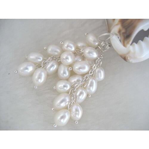 Freshwater pearl black /white/pink /purple rice hook earrings wholesale beads nature FPPJ woman 2017