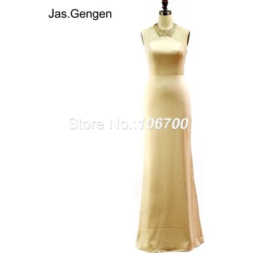 Gold Color Halter Neckline Prom Dresses vestido de festa Mermaid Backless Glitter Long Evening Party Gowns 2019 New